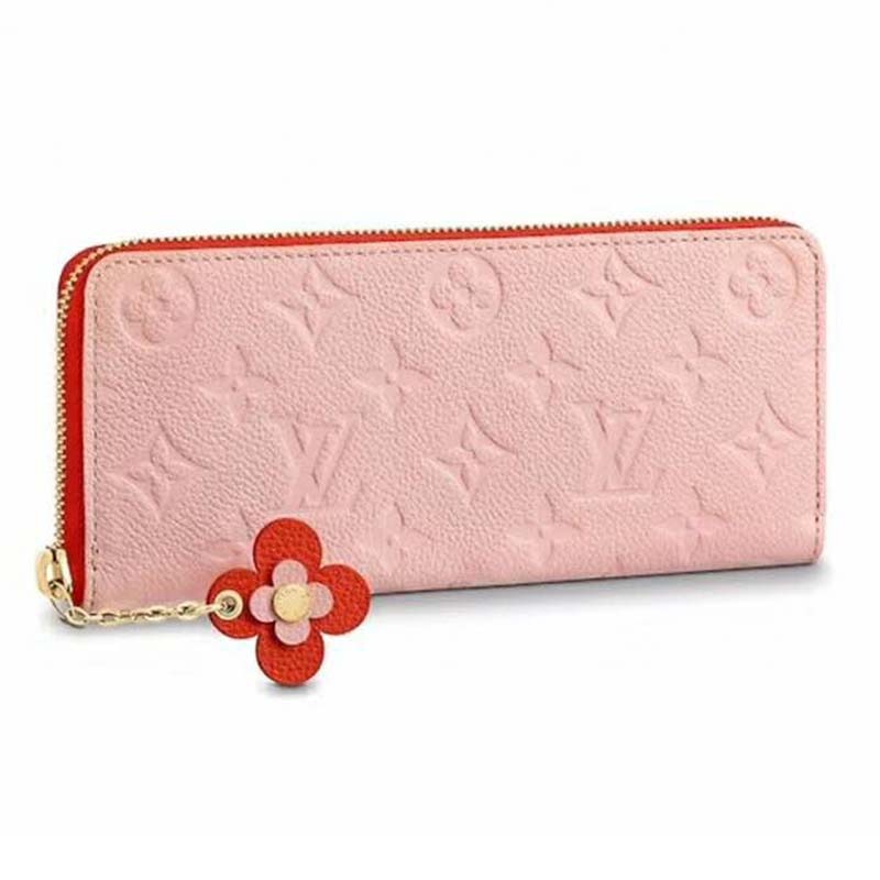 Louis Vuitton LV Women Clémence Wallet Monogram Empreinte Leather Pink