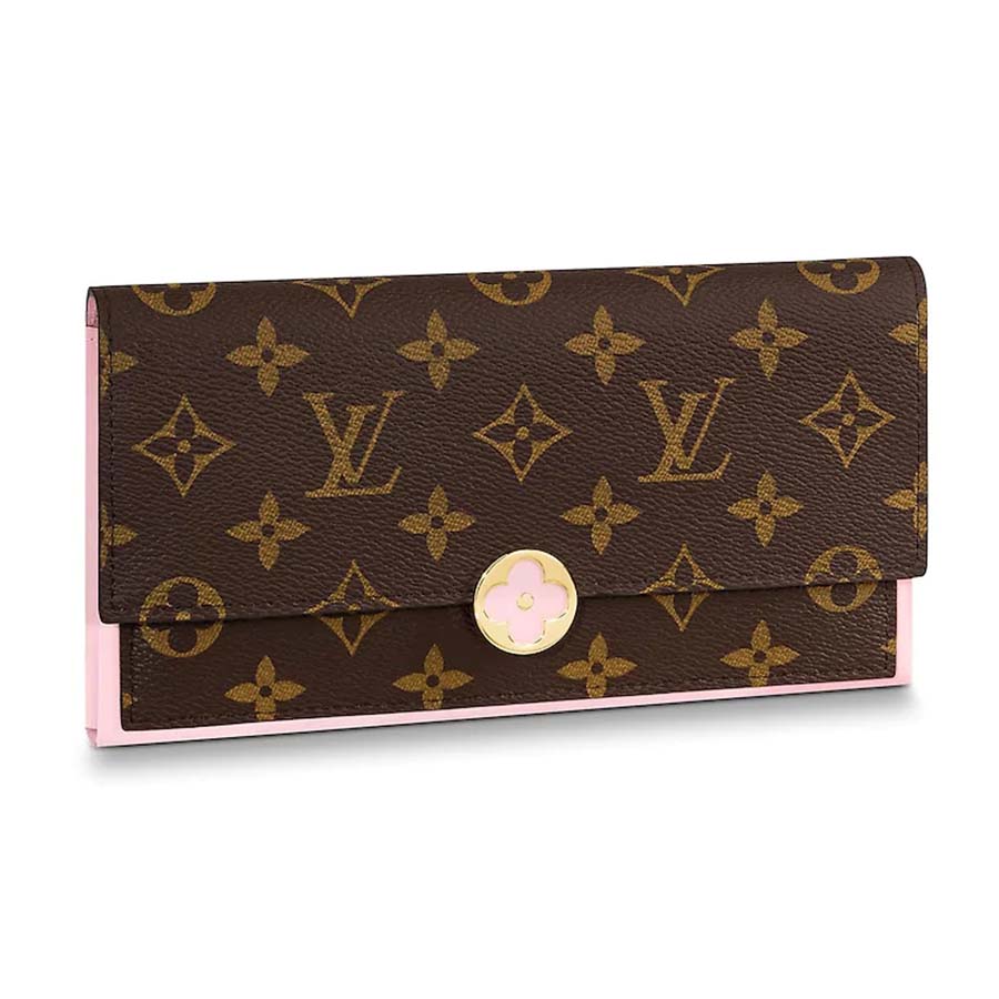 Louis Vuitton LV Women Flore Wallet in Monogram Coated Canvas and Calf Leather Pink