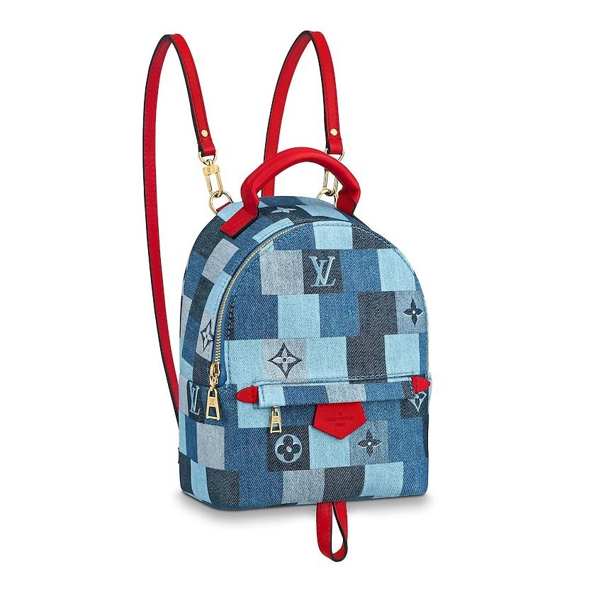 Louis Vuitton LV Women Palm Springs Mini Backpack in Monogram Denim Canvas-Blue